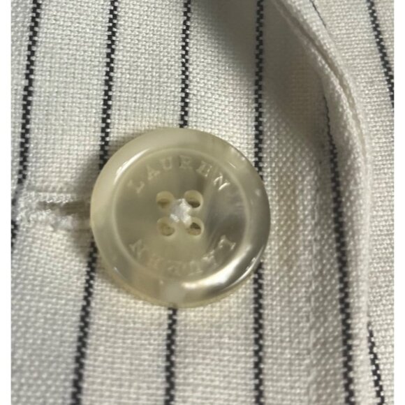 Lauren Ralph Lauren Ivory Pinstripe Blazer Jacket Sz 10  Lined Linen Blend - Picture 5 of 14